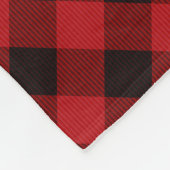 トナカイ・モノグラム |深いレッドバッファロープレイド フリースブランケット (角)