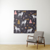  トナカイ、モミ、ノーの継ぎ目のない模様 タペストリー (インサイチュ)