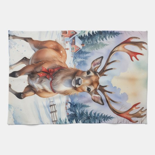 トナカイ・ワンダーランド：ホリディブリス キッチンタオル (横)
