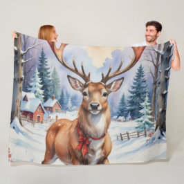 トナカイ・ワンダーランド：ホリディブリス フリースブランケット