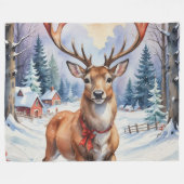 トナカイ・ワンダーランド：ホリディブリス フリースブランケット (正面(横))