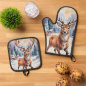 トナカイ・ワンダーランド：ホリディブリス 鍋つかみ&鍋敷きセット (トップダウン)