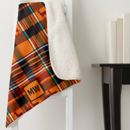 トナカイ、冬の秋のクリスマスモノグラム シェルパブランケット