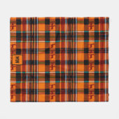 トナカイ、冬の秋のクリスマスモノグラム フリースブランケット (正面(横))