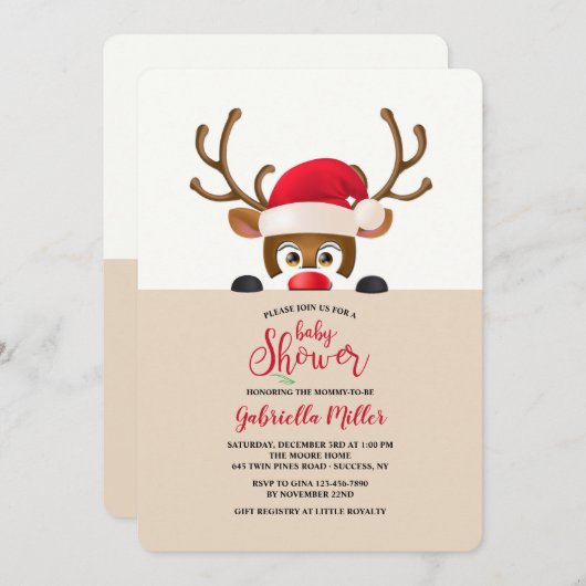 トナカイ 招待状 (正面/裏面)