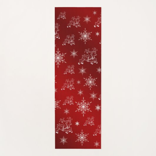 トナカイ, 星, 星々, 雪の結晶, クリスマス ヨガマット (正面)