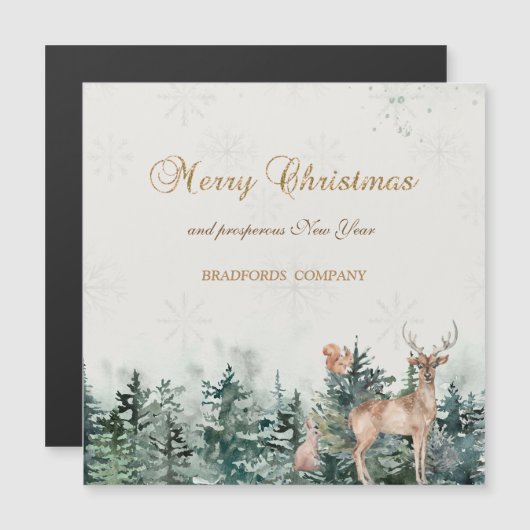 トナカイ、森、雪片 (正面/裏面)