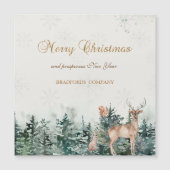 トナカイ、森、雪片 (正面)