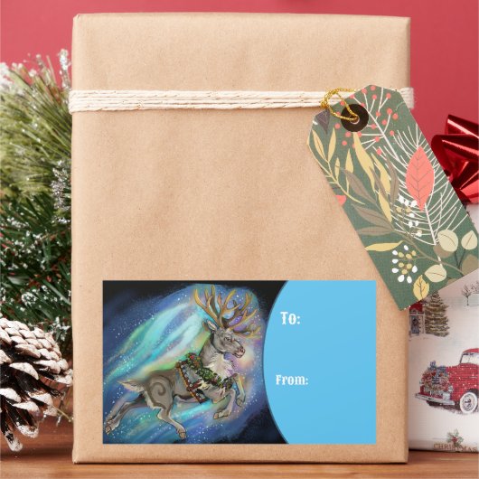 トナカイ 長方形シール (クリスマス)