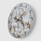 トナカイ〔雄ジカの〕枝角クリスマススピリット ラージ壁時計 (傾斜)