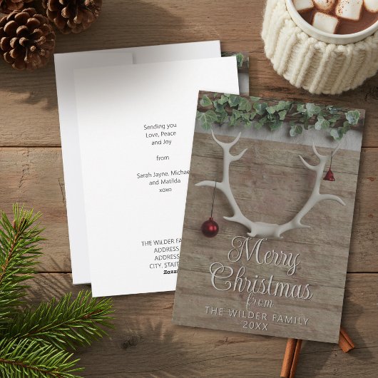 トナカイ〔雄ジカの〕枝角ノンフォトクリスマスホリデーカード シーズンカード