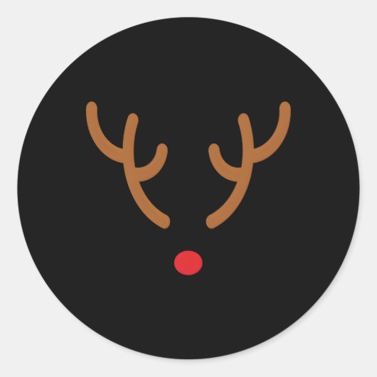 トナカイ〔雄ジカの〕枝角赤鼻 ラウンドシール (正面)