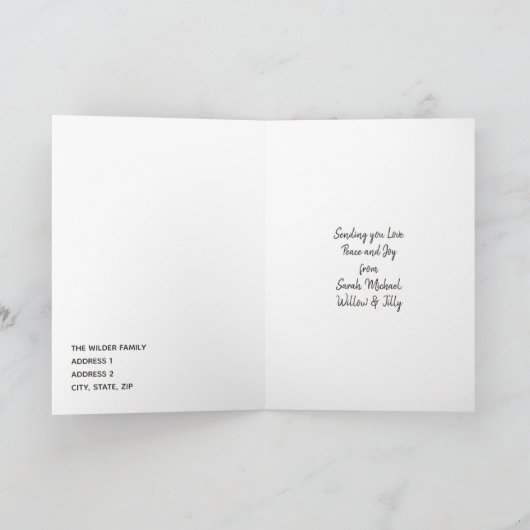 トナカイ〔雄ジカの〕枝角非フォトクリスマスカード 招待状 (内部)