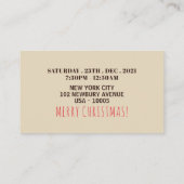 トナカイ〔雄ジカの〕枝角、クリスマスパーティーチケット招待状 エンクロージャーカード (裏面)