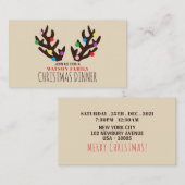 トナカイ〔雄ジカの〕枝角、クリスマスパーティーチケット招待状 エンクロージャーカード (正面/裏面)