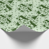 トナカイ、雪うさぎ、木と冬の休日 ラッピングペーパー (角)