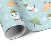 トナカイ、雪だるま、クリスマスツリー ラッピングペーパー (ロールコーナー)