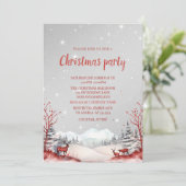 トナカイ、雪の山、風景クリスマスパーティー 招待状 (スタンド正面)