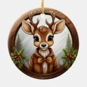 トナカイ、鹿、〔雄ジカの〕枝角、子鹿、雌鹿素朴🦌🎄 セラミックオーナメント (裏面)