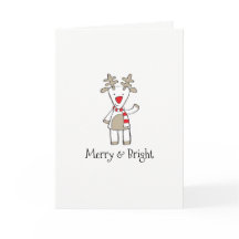 トナカイ(5" x 7")、標準の白い封筒。Inc.カード