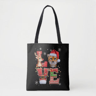 トナカイ ELF サンタ帽子 ラブ チーター 動物 クリスマス  トートバッグ