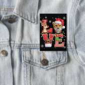トナカイ ELF サンタ帽子 ラブ チーター 動物 クリスマス 缶バッジ (インサイチュ)