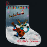 トナカイ – Merry Christmas Santa Sley ラージクリスマスストッキング<br><div class="desc">クリスマスの贈り物やおもしろい活動を見据えて、このサンタストッキングで自分の名前を見るのが大好き！チェックアウトの前にパーソナライズすることを忘れないで。子供ホリデーストッキング/ #Holiday #Christmas #Seasonal #holidaydecor #holiday #Christmasseason #decoration #christmasgift #santa #stocking #christmasstockingゲスhazzゲレンデczゲレンデczゲレンデ</div>