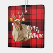 トナカイJingleベルプレイドメリークリスマスツリー セラミックオーナメント (左)