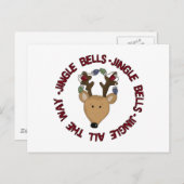 トナカイJingle Bells Tシャツとギフト ポストカード (正面/裏面)