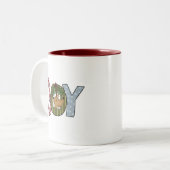 トナカイJoy Holiday Tシャツとギフト ツートーンマグカップ (正面左)