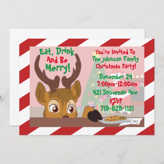 トナカイLove Cookie 招待状 (正面/裏面)