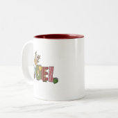 トナカイNoelホリデーTシャツとギフト ツートーンマグカップ (正面左)