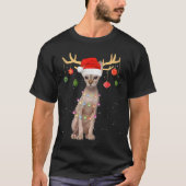 トナカイSphynxネコSanta Hatクリスマスライトクリスマス Tシャツ (正面)