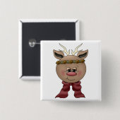 トナカイTシャツとギフト 缶バッジ (正面&裏面)