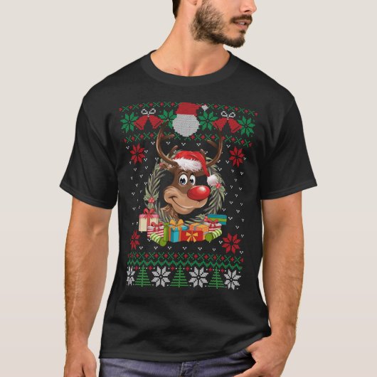 トナディアサンタハット醜いクリスマスセーターおもしろいXm Tシャツ (正面)