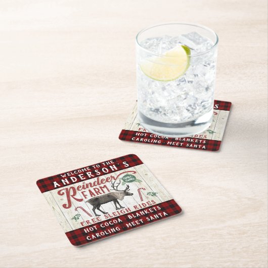 トナディアファーム素朴ヴィンテージファームハウス名前をカスタムする スクエアペーパーコースター (インサイチュ)