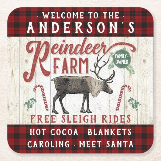 トナディアファーム素朴ヴィンテージファームハウス名前をカスタムする スクエアペーパーコースター (正面)