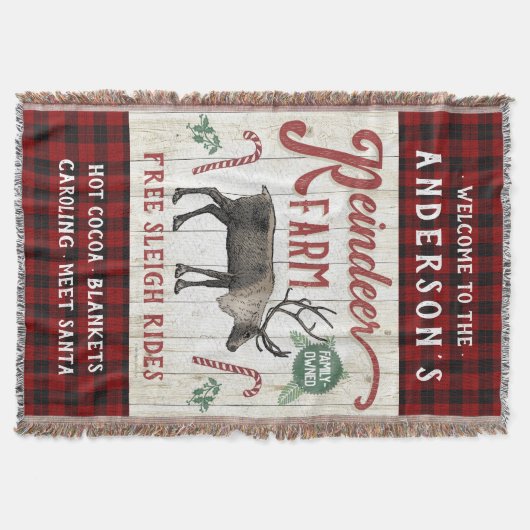 トナディアファーム素朴ヴィンテージファームハウス名前をカスタムする スローブランケット (正面)