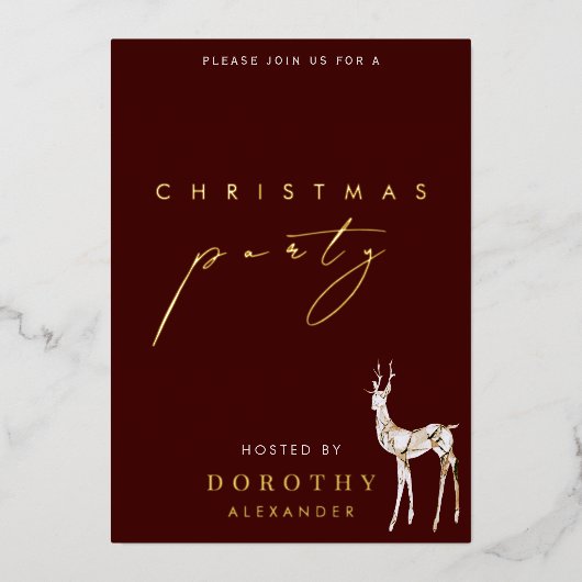 トナディアフォイルクリスマスパーティの招待状 箔シーズンカード (正面)