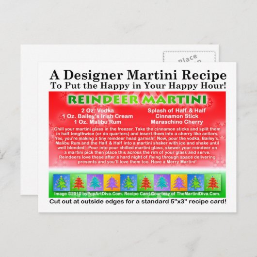 トナディースクリスマスマルティーニレシピはがき ポストカード (正面/裏面)