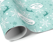 トナディースノーフレークティール(緑がかった色)ブルークリスマスパターン ラッピングペーパー (ロールコーナー)