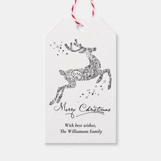 トナリーミニマリスト白黒クリスマス ギフトタグ (正面)