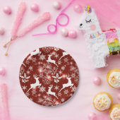 トナ赤と白カイ付きクリスマスパターン ペーパープレート (パーティー)