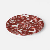 トナ赤と白カイ付きクリスマスパターン ペーパープレート (アングル)