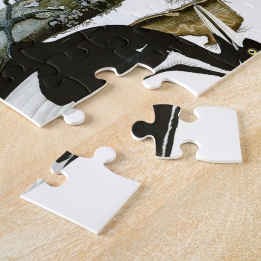 トネリコのAububonのアイボリー勘定書を出されたキツツキ ジグソーパズル (側面)