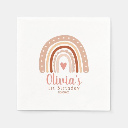 トネ自然ボホーレインボーガールズファースト誕生日 スタンダードカクテルナプキン (正面)