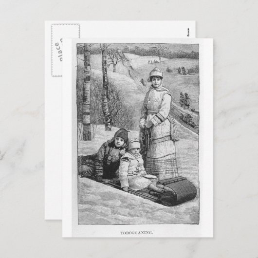 トバゴニングヴィンテージビクトリアンクリスマスグリーティング シーズンポストカード (正面/裏面)