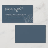 トパズブルーワイルドフラワーラインアートおむつラッフル エンクロージャーカード (正面/裏面)