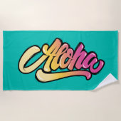 トパファンキース |ダークターコイズアロハビーチ ビーチタオル (正面)