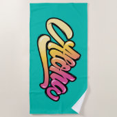 トパファンキース |ダークターコイズアロハビーチ ビーチタオル (正面)